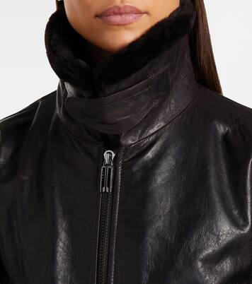 Shearling-trimmed leather jacket | Victoria Beckham