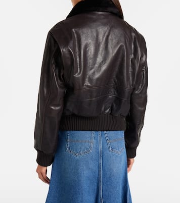 Shearling-trimmed leather jacket | Victoria Beckham