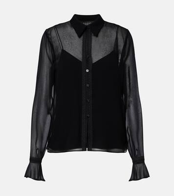 Lace-trimmed silk georgette shirt | Gucci