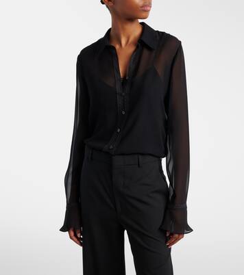 Lace-trimmed silk georgette shirt | Gucci