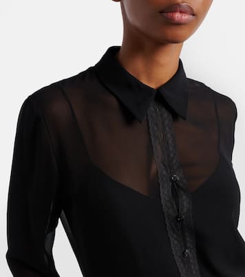 Lace-trimmed silk georgette shirt | Gucci