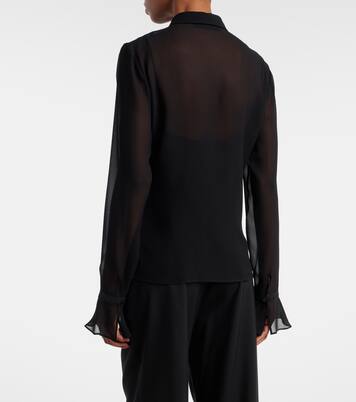 Lace-trimmed silk georgette shirt | Gucci