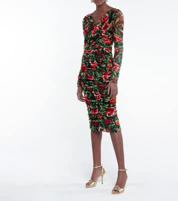 Robe midi imprimée en coton | Dolce&Gabbana