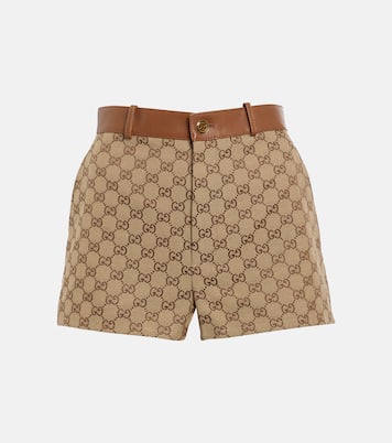 Short GG Supreme en coton mélangé et cuir | Gucci