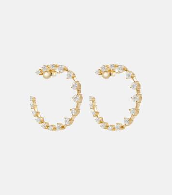 Boucles d'oreilles Crescent en or 18 ct et diamants | Jade Trau