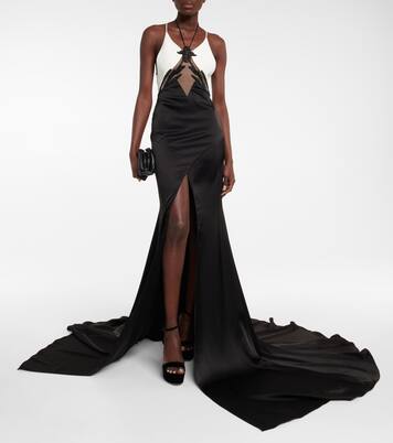 Verzierte Robe aus Cady und Satin | David Koma