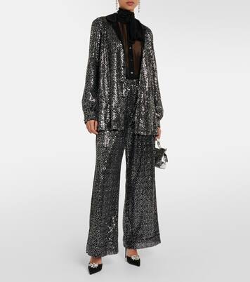 Crystal-embellished satin mules | Dolce&Gabbana