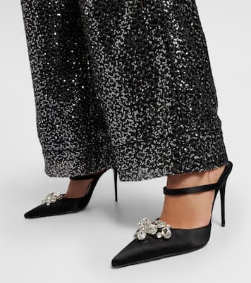Crystal-embellished satin mules | Dolce&Gabbana