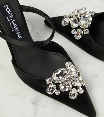 Crystal-embellished satin mules | Dolce&Gabbana