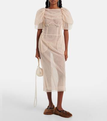 Criss Cross faux fur ballet flats | Simone Rocha