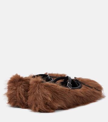 Criss Cross faux fur ballet flats | Simone Rocha