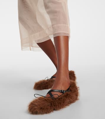 Criss Cross faux fur ballet flats | Simone Rocha