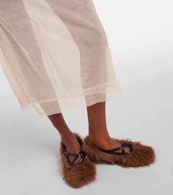 Criss Cross faux fur ballet flats | Simone Rocha