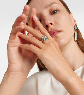 Art Deco 18kt white gold and enamel ring with diamonds | Kamyen