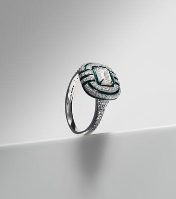Art Deco 18kt white gold and enamel ring with diamonds | Kamyen
