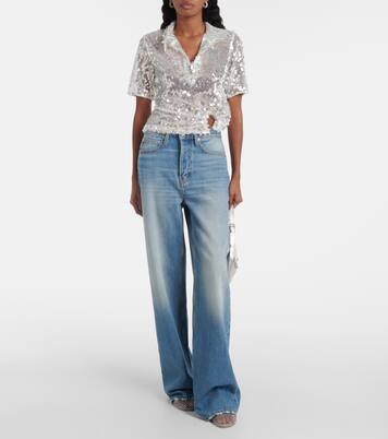 Sequined semi-sheer polo shirt | Christopher Esber