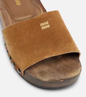 Logo faded suede mules | Miu Miu
