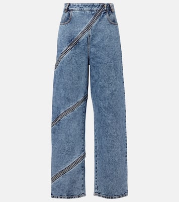 Jeans anchos Spiral de denim de tiro alto | Alaïa