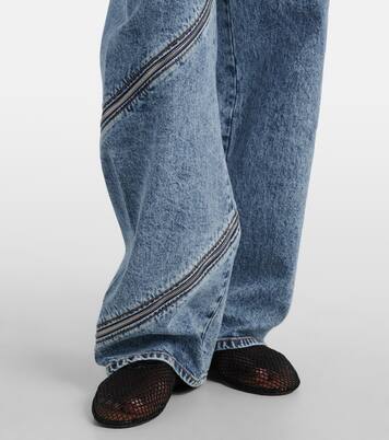 Jeans anchos Spiral de denim de tiro alto | Alaïa