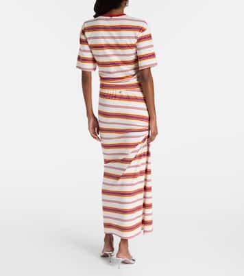Gathered striped cotton-blend T-shirt | Rabanne