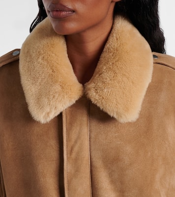 Shearling-trimmed suede jacket | Prada