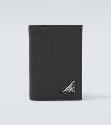 Porte-cartes en cuir Saffiano à logo | Prada