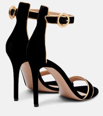 Sandalen 105 aus Samt mit Metallic-Leder | Gianvito Rossi