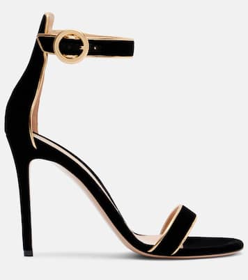 Sandalen 105 aus Samt mit Metallic-Leder | Gianvito Rossi