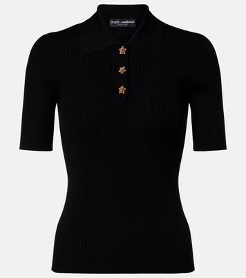 Embellished ribbed-knit polo shirt | Dolce&Gabbana