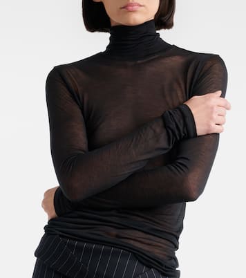 시어 저지 터틀넥 탑 | Mugler