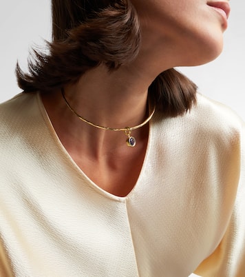 Olivia 18kt gold pendant choker with diamonds and tanzanite | Octavia Elizabeth