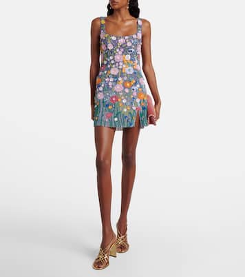 Embroidered floral-appliqué minidress | Là Fuori
