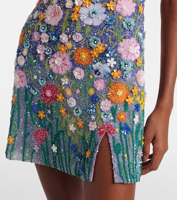 Embroidered floral-appliqué minidress | Là Fuori
