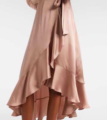 Vestido envolvente de satén de seda | Zimmermann