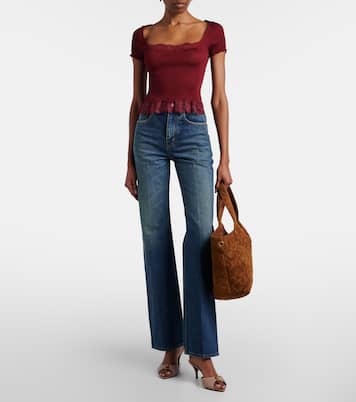 Top aus Seidensatin mit Spitze | Saint Laurent