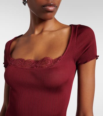 Top aus Seidensatin mit Spitze | Saint Laurent