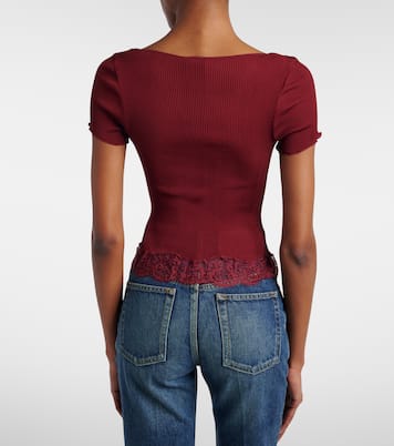 Top aus Seidensatin mit Spitze | Saint Laurent