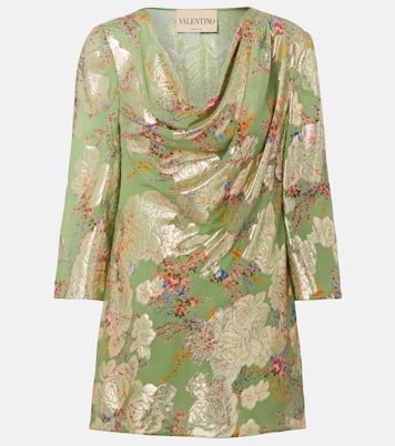 Draped fil coupé silk-blend lamé minidress | Valentino