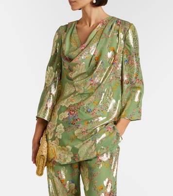 Draped fil coupé silk-blend lamé minidress | Valentino