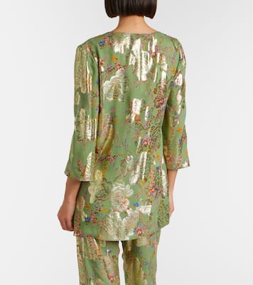 Draped fil coupé silk-blend lamé minidress | Valentino