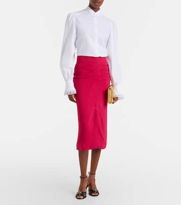 Gathered crêpe pencil skirt | Valentino