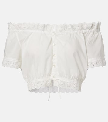 Nala pointelle cotton crop top | Poupette St Barth