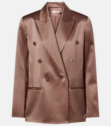 Double-breasted silk satin blazer | The Sei