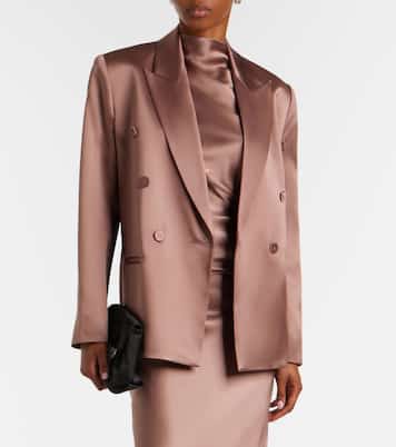 Double-breasted silk satin blazer | The Sei