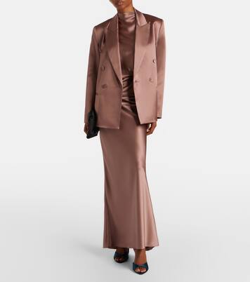 Double-breasted silk satin blazer | The Sei