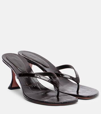 Juliette croc-effect leather thong sandals | Amina Muaddi