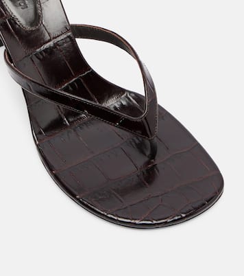 Juliette croc-effect leather thong sandals | Amina Muaddi