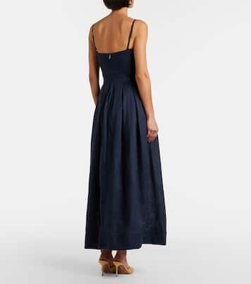 Sula floral-appliqué linen maxi dress | Agua by Agua Bendita