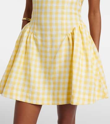 Vestido corto Venza de lino a cuadros | Faithfull
