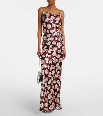 Chain-detail floral silk maxi skirt | Rabanne